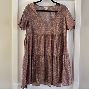 A new day women's short sleeve tan leopard print dress size medium